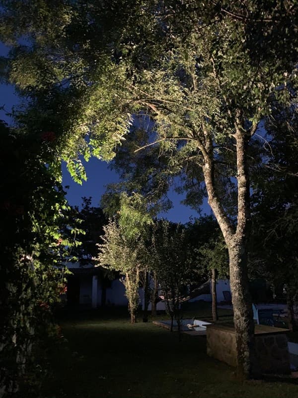 Iluminación exterior de jardín instalada por Miguel Sineiro en Vilagarcía